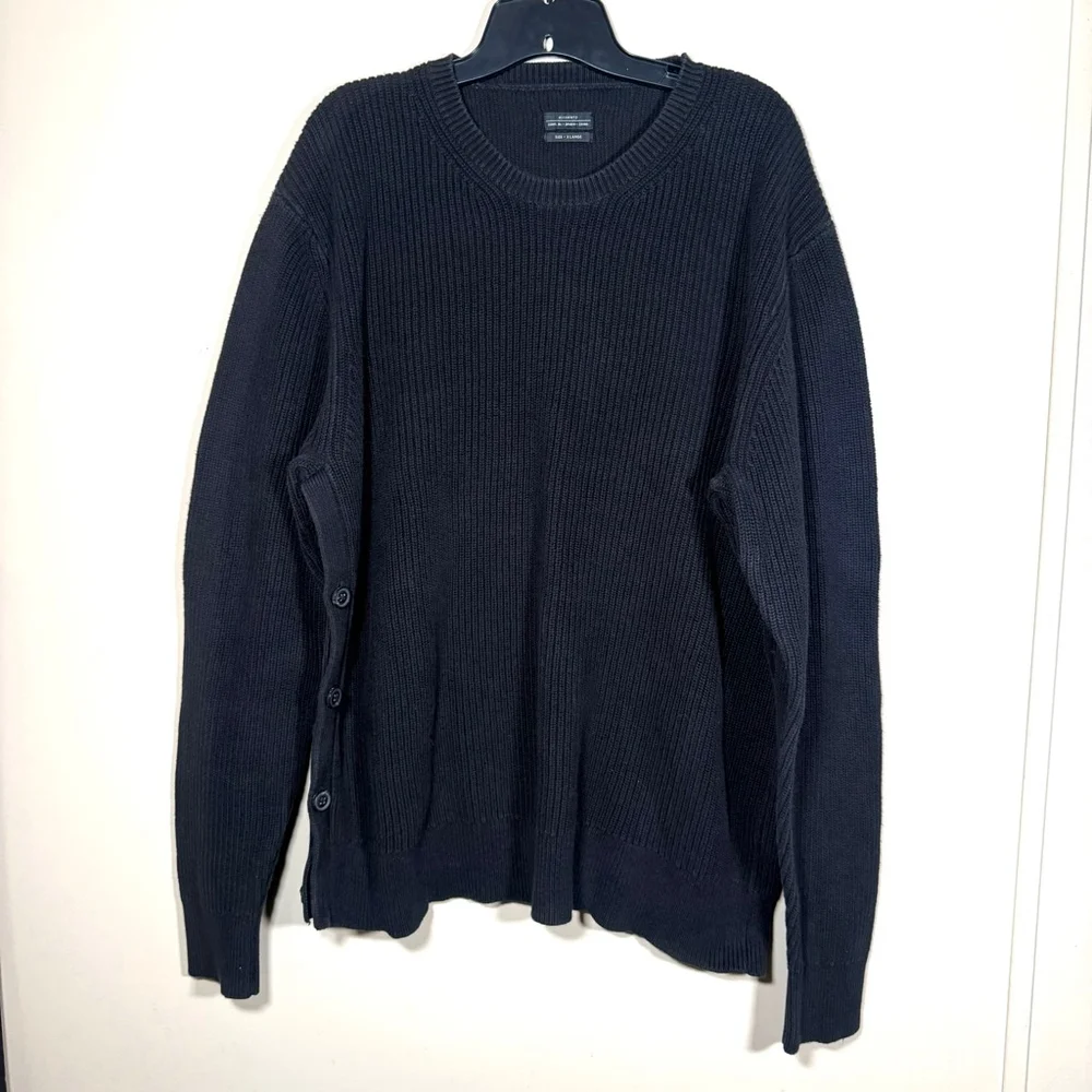 AllSaints Men’s Crewneck Ribbed Heavyweight Sweater XL Black